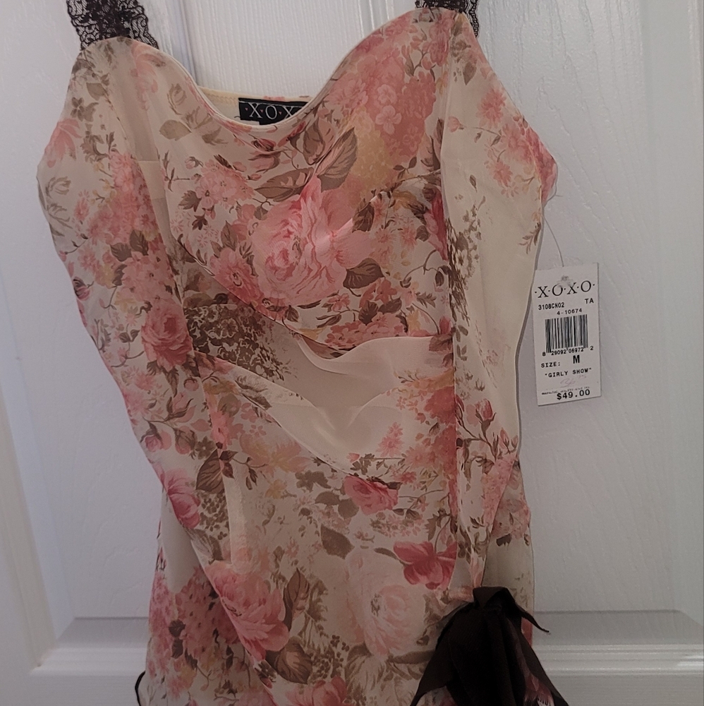 XOXO Floral Pink and Brown Tank Top